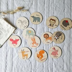12 medinių dėlionių rinkinys - gyvūnai